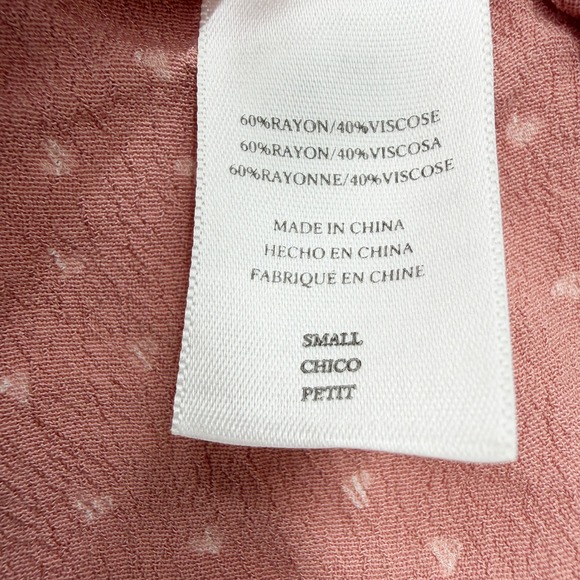 Rails Bretton Rosewood Mini Hearts Flutter Sleeve Top in Pink Size Small - Picture 10 of 11